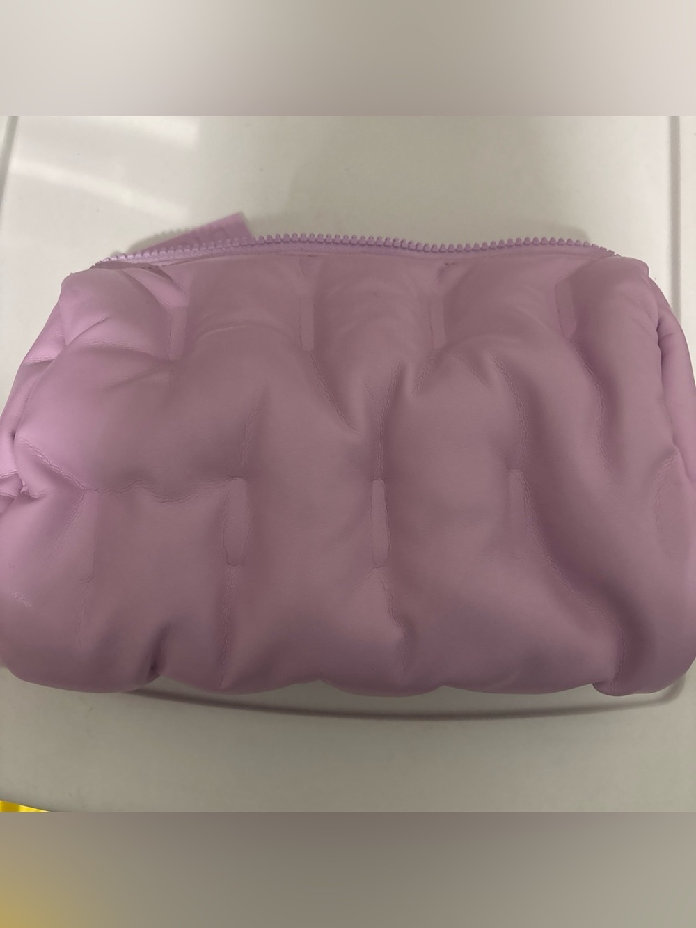Plush Quilted Lavender Zip Pouch